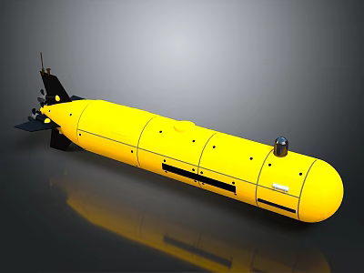 Yellow Underwater Vehicle With Streamlined Body Black Components And Top Sensors 3d model