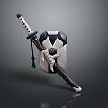 Traditional Katana Weapon with Decorative Hilt Leather Wrap and Black White Scabbard Design