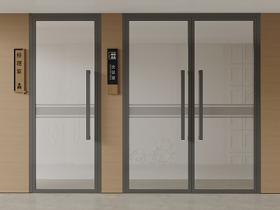 Glass double door single door office door 3d model