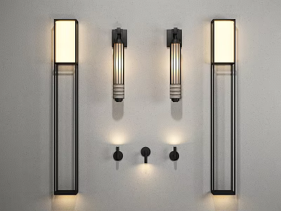 Modern Vertical Wall Sconces Design With Black Metal Frame And Warm Ambient Light 3d model