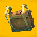 Vintage Leather Bag With Shoulder Straps Front Pockets And Distressed Texture On Yellow Background