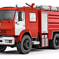Red KAMAZ Heavy Duty Fire Truck With Ladder And Firefighting Equipment