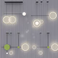 Modern Circular Pendant Lights with Green Accents Metal Frames and Striped Wall