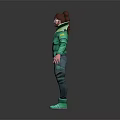3D Animated Character In Green Jacket With Brown Hair Goggles Dark Pants Green Shoes