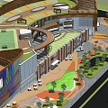 Modern Commercial Landscape Design With Circular Plaza Greenery And Pedestrian Areas