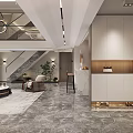 Modern Duplex Living Room Interior With High Ceiling Circular Chandelier Stone Wall And Staircase