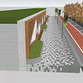 Autumn Trees with Orange Leaves Lining Urban Bicycle Lane and Pedestrian Walkway