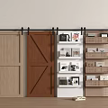 Wooden Sliding Barn Doors With Black Metal Rail In Modern Interior Design