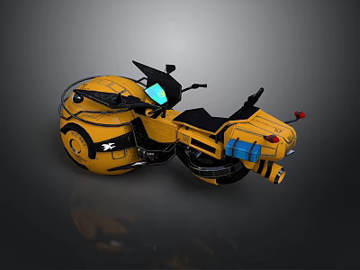 Futuristic Yellow Motorcycle With Black Accents And Modern Sleek Design 3d model