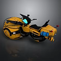Futuristic Yellow Motorcycle With Black Accents And Modern Sleek Design