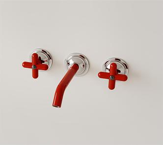 Memphis Dopamine Stainless Steel Red Wall Drain Faucet 3d model