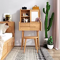 Japanese Style Dressing Table Solid Wood Dressing Table 3d model