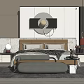 Modern background double bed combination 3d model