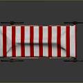 Red Candy Cart with Red And White Striped Canopy holding Canned Candy On Wheels