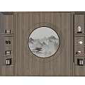 New Chinese-style circular niche background wall 3d model