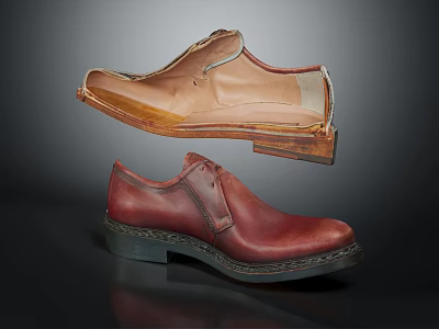 High Quality Brown Leather Lace Up Shoes Featuring Classic Upper And Sturdy Sole Design 3d model