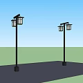 Decorative Outdoor Lights With Black Poles And Lantern Design Against Blue Sky