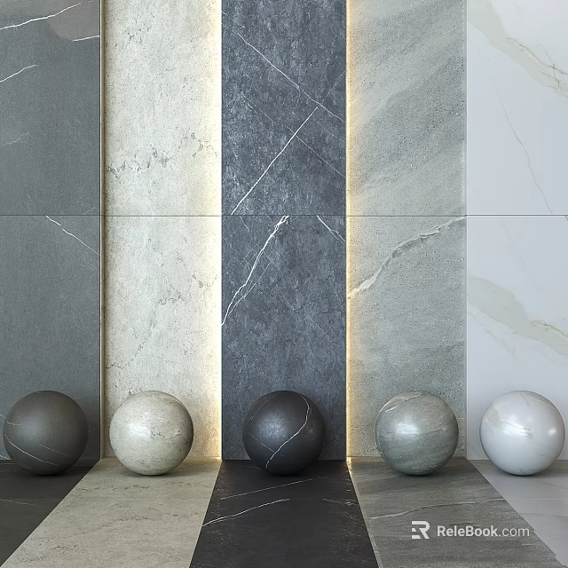 Spherical Building Components in Various Colors with Textured Wall Panels 3d model 