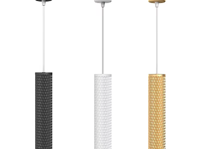 Modern Cylindrical Pendant Lights With Honeycomb Texture In Black White And Gold 3d model