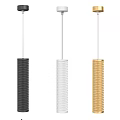 Modern Cylindrical Pendant Lights With Honeycomb Texture In Black White And Gold