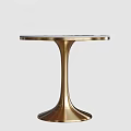 Elegant Round Marble Top Table with Gold Metal Pedestal Base Design