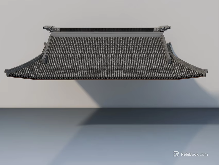 Chinese Style Sofa and Coffee Table Set With Gray Tile Design And Traditional Elements 3d model 