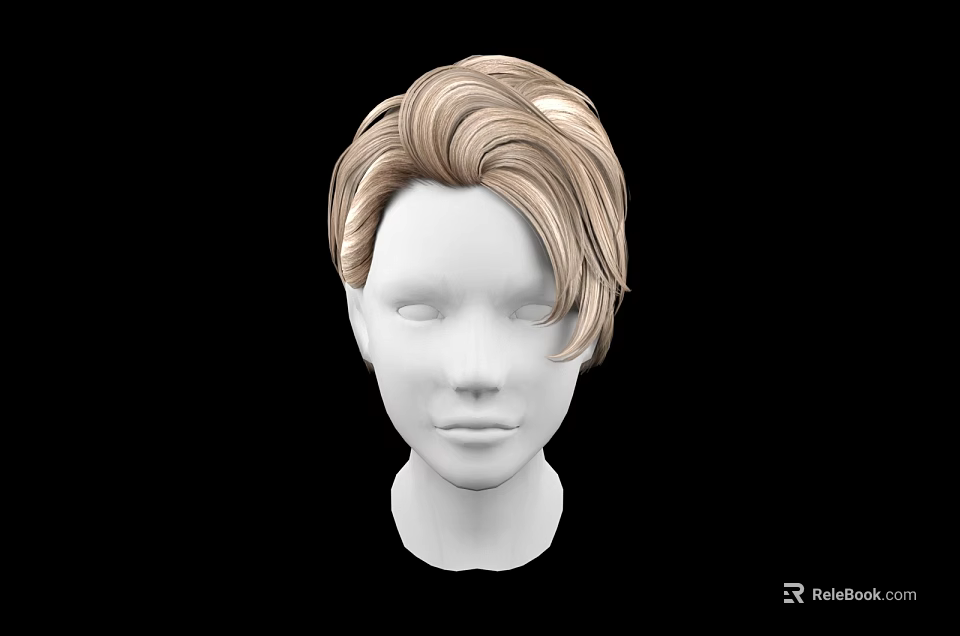 Game Movie Character White Head Model With Blond Short Stylish Hair Design 3d model 
