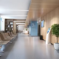 Hospital Outpatient Clinic Waiting Area Featuring Seats Self Service Device And Plant