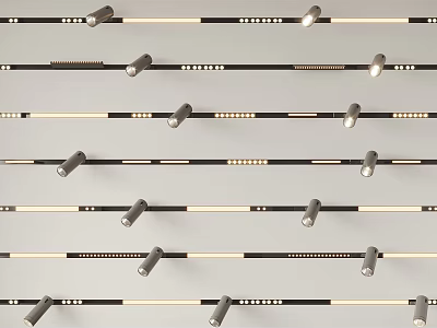 Energy Efficient LED Downlights And Spotlights Arranged In Rows For Modern Home Lighting 3d model