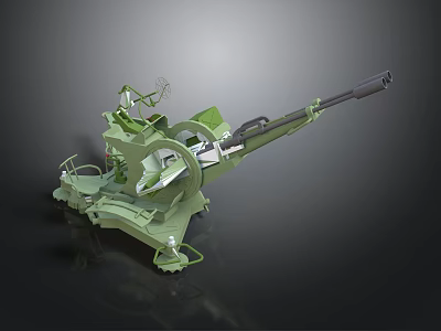 Green Military Vehicle Featuring Heavy Duty Cannon And Mounting Structure 3d model
