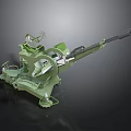 Green Military Vehicle Featuring Heavy Duty Cannon And Mounting Structure