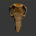 Natural Brown Animal Skull With Textured Surface On Dark Background Reflection 3d model