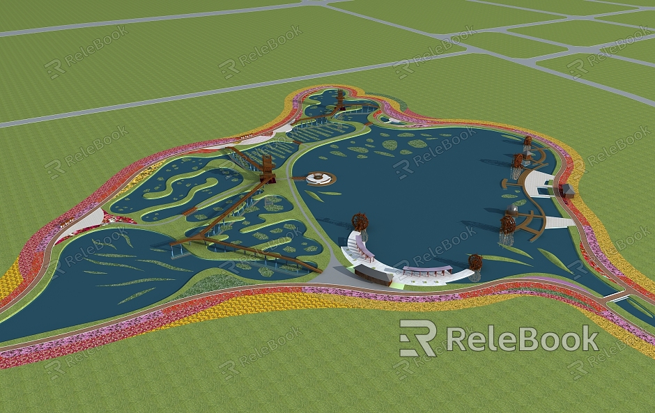 Modern Lake Heming Lake Landscape Aerial View model