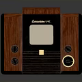 Vintage Electronic Radio With Wooden Case Black Display Panel And Control Knobs