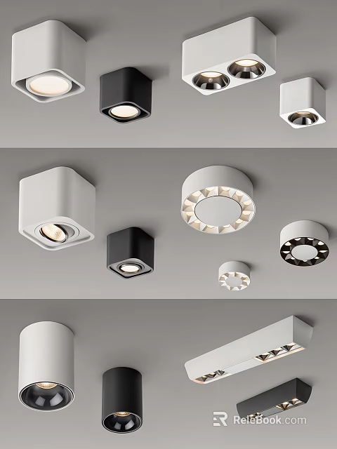 Modern Black And White Downlights And Spotlights For Contemporary Ceiling Illumination 3d model 