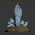Natural Wooden Stone Base Featuring Cluster of Shiny Blue Crystals on Textured Surface