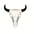 Modern White Bull Skull Wall Decor With Black Horns For Home Living Room