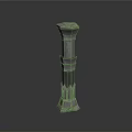 Ancient Decorative Stone Pillar With Blue Glowing Details And Intricate Carved Patterns