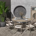 New Chinese Dining Table and Chair Combination Dining Table and Chair 3d model