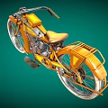 Vintage Orange Motorcycle With Classic Design Retro Engine Chrome Details And Spoked Wheels