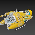 Yellow Deep Sea Submersible R011 With Transparent Cockpit And Mechanical Arms