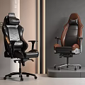 Modern Ergonomic Gaming Chairs With Black And Brown Leather Upholstery Design