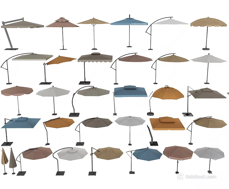 Outdoor Sunshade Collection With Various Styles And Colors For Garden Patio 3d model 