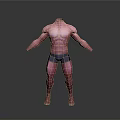 Muscular Man With Pink Body And Dark Blue Shorts Standing Pose