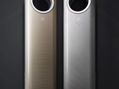Silver And Gold Air Conditioner Fans With Temperature Display And Modern Design 3d model