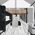 Contemporary Open Interior Design Featuring Marble Elements Wooden Ceiling And Modern Furniture