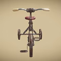Vintage Tricycle with Rusted Metal Frame and Red Seat Three Wheels Design