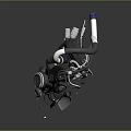 3D Model Of Advanced Tire Structure With Metal Pipes And Blue Components