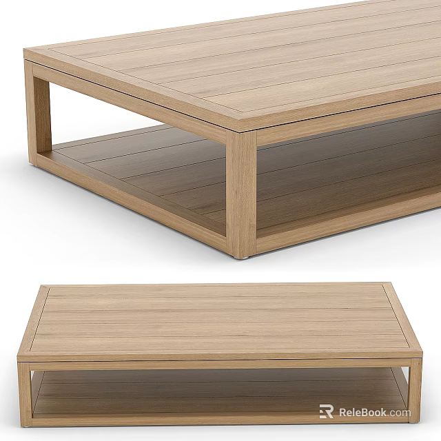 Modern Light Wood Dining Table With Two Tier Structure And Flat Surface 3d model 