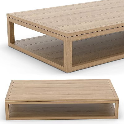 Modern Light Wood Dining Table With Two Tier Structure And Flat Surface 3d model